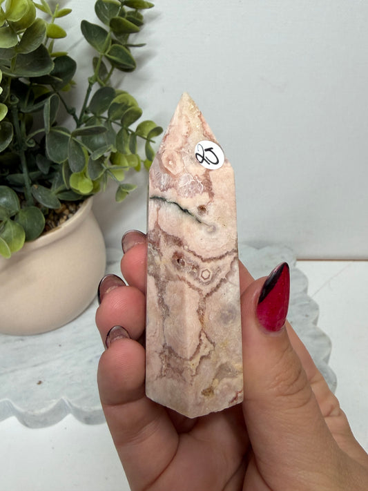 Pink Amethyst and Flower Agate Point