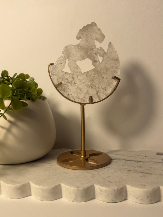Clear Quartz Moon Horse