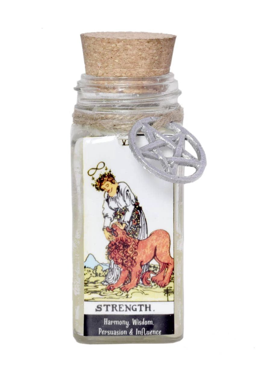 CANDLE - Strength Tarot 100gms with herbs and crystals by WONDER IMPORTS AUSTRALIA