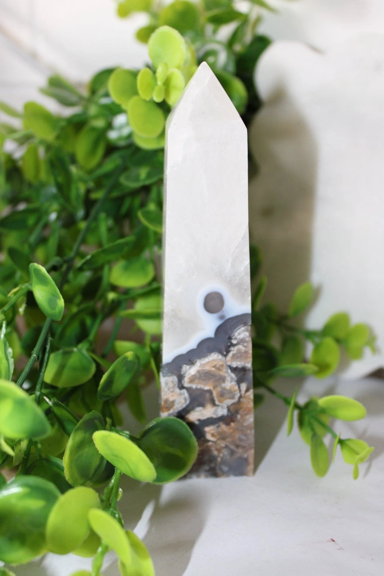 Imperfect Orb Moss Agate Terminated Point by Heartstone Sanctuary