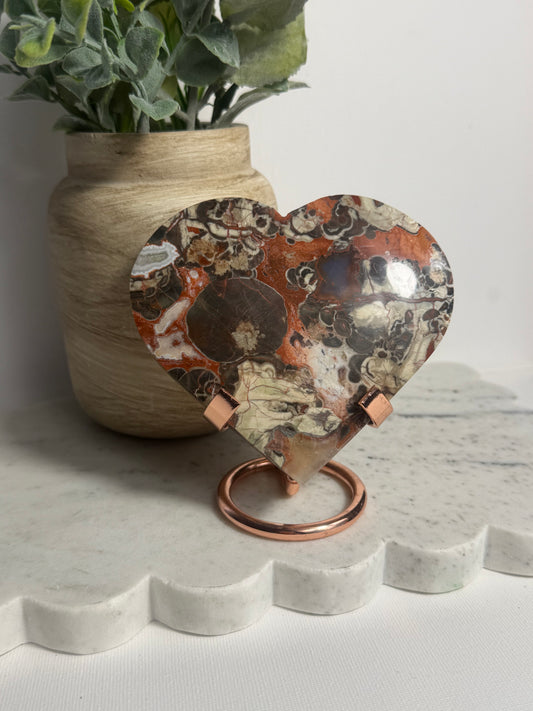 Money Agate Heart on Stand