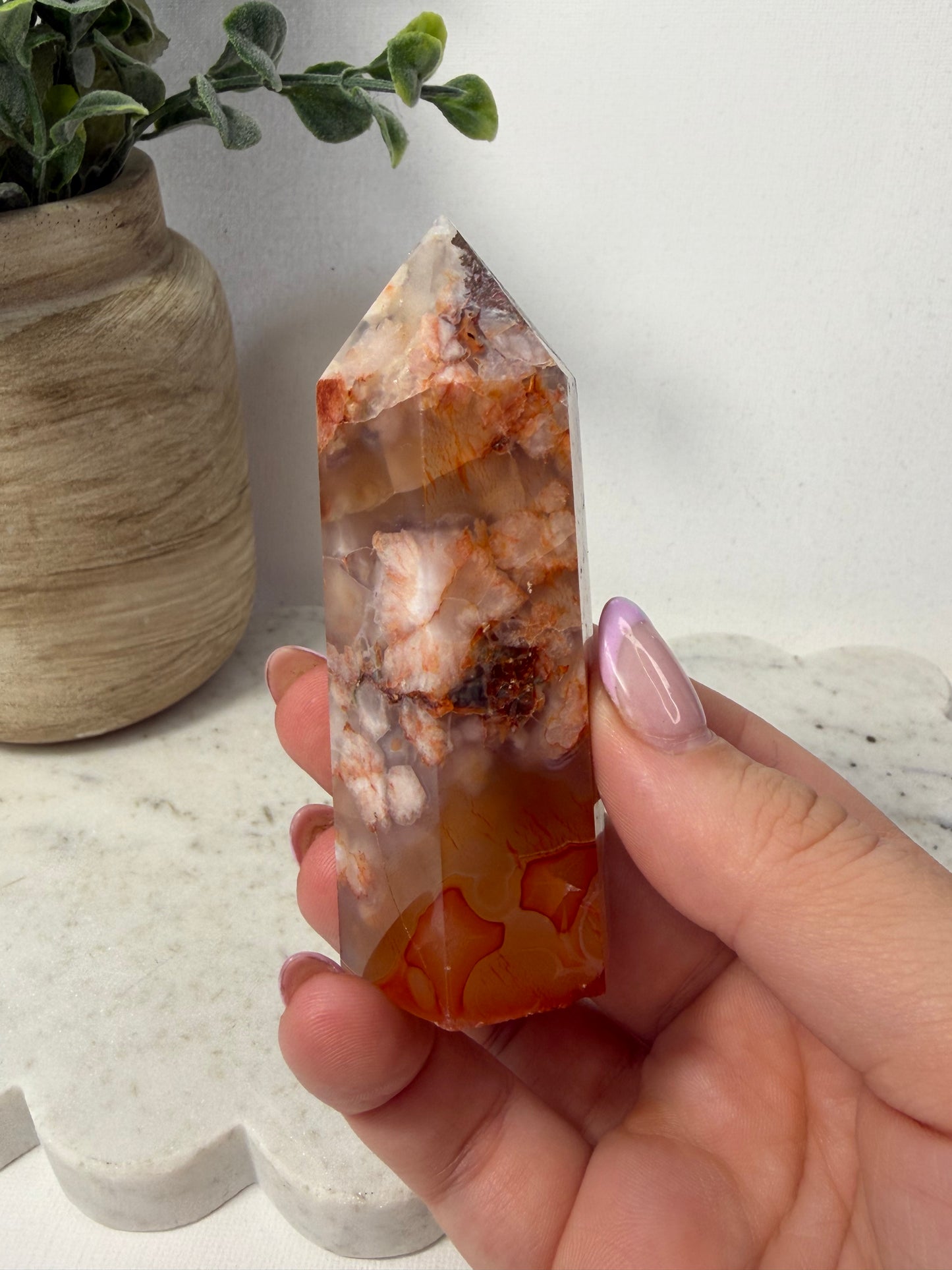 Carnelian Flower Agate Tower