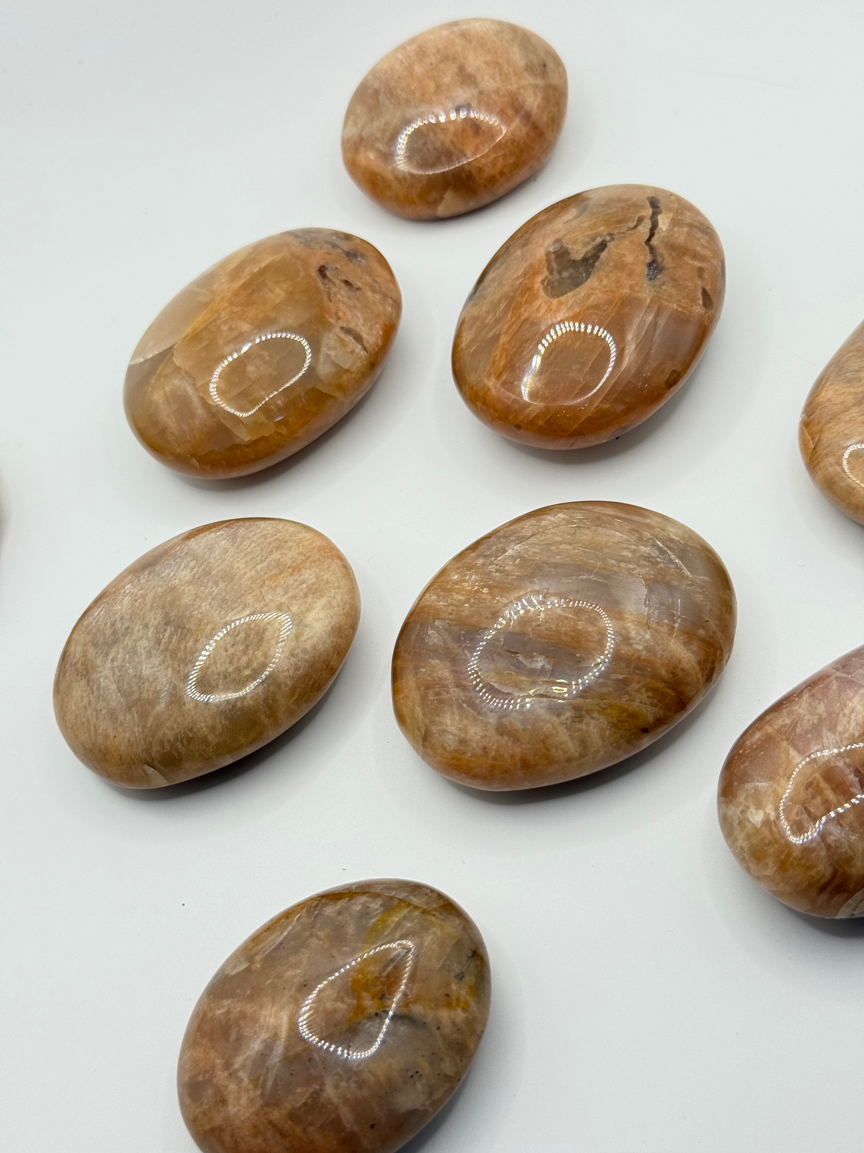 Peach Moonstone Palm - intuitively picked