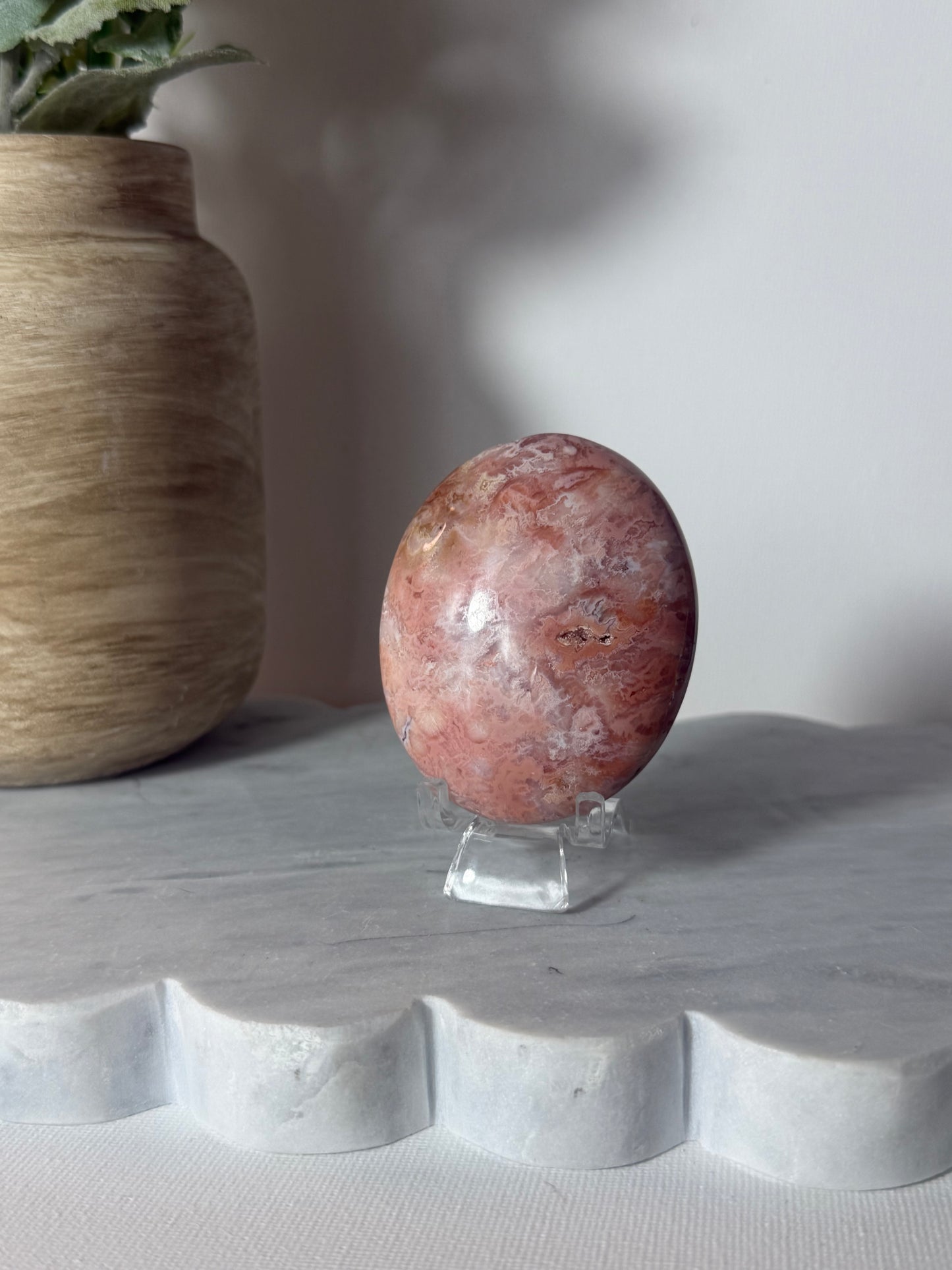 Pink Carnelian Palm Stone