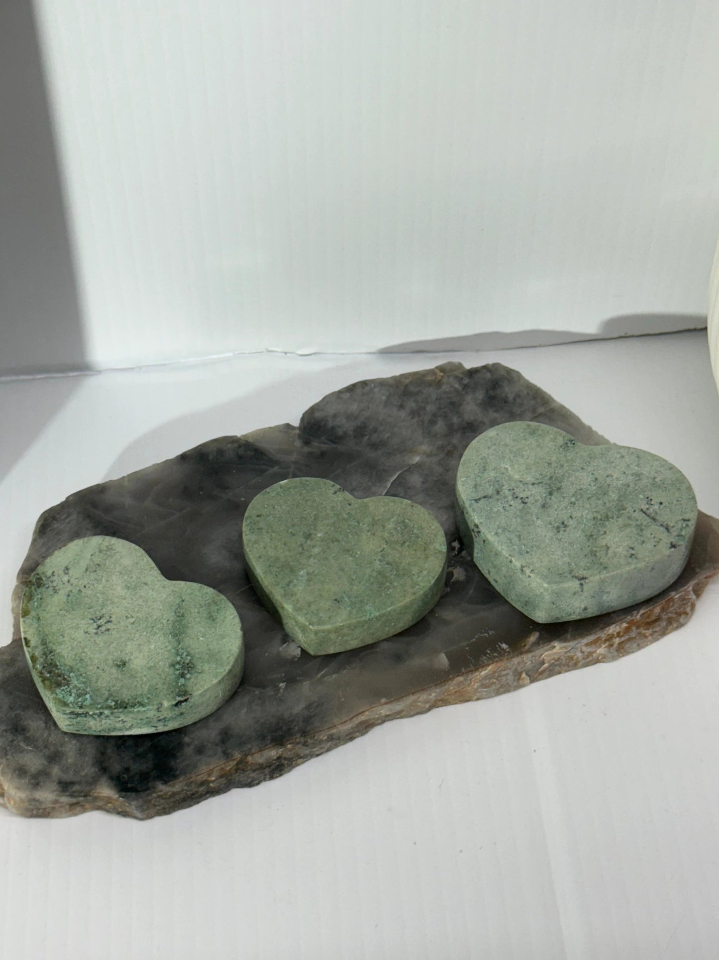 Green moonstone hearts by Heartstone Sanctuary