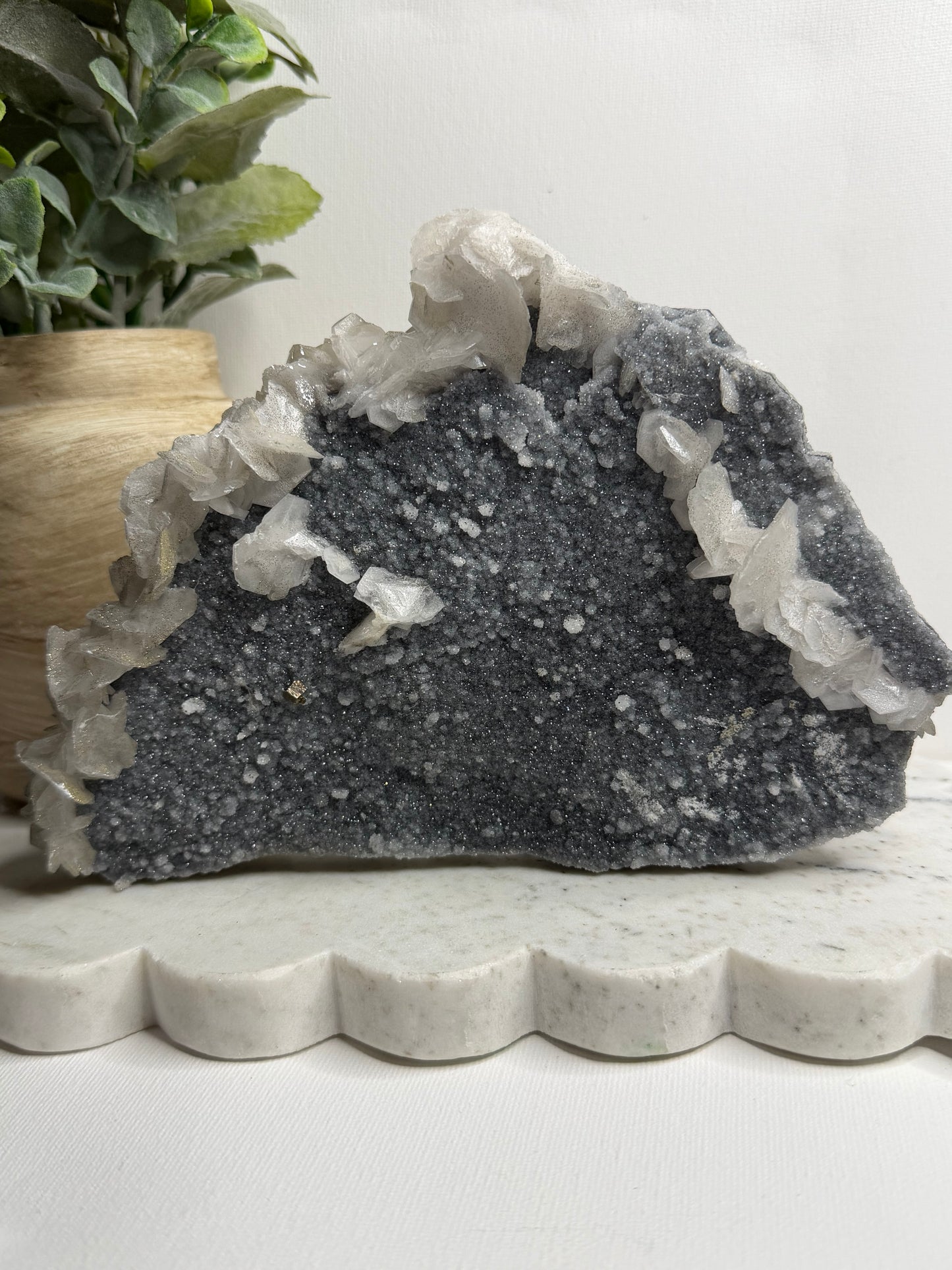 Rose Calcite Marcasite Specimen UV reactive