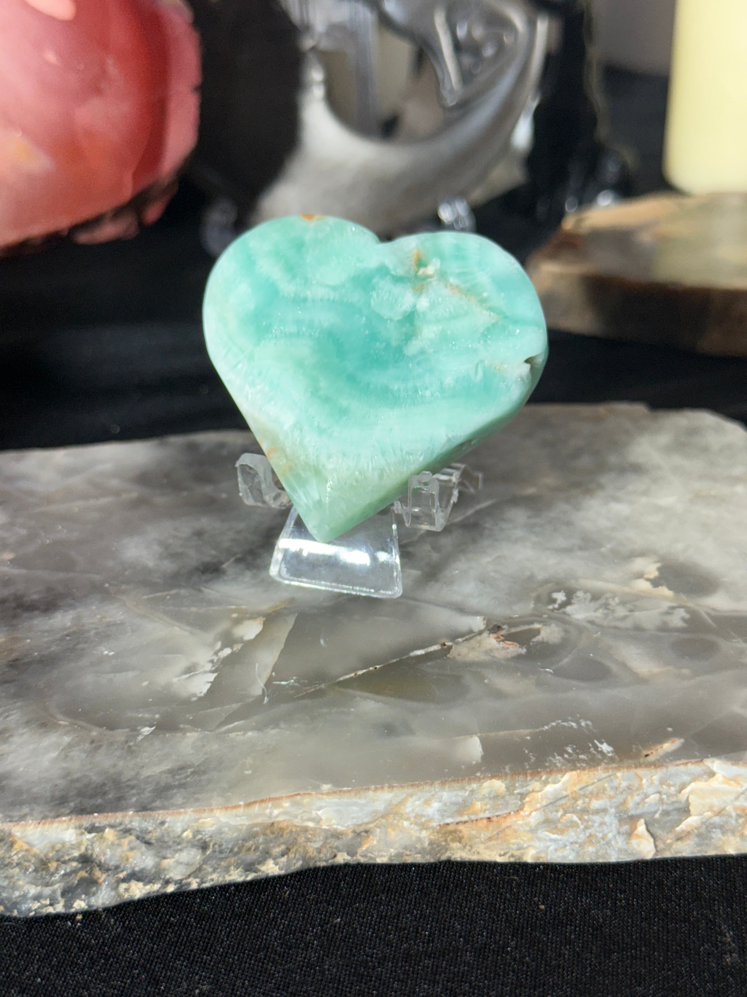 Blue Aragonite Heart - 19A