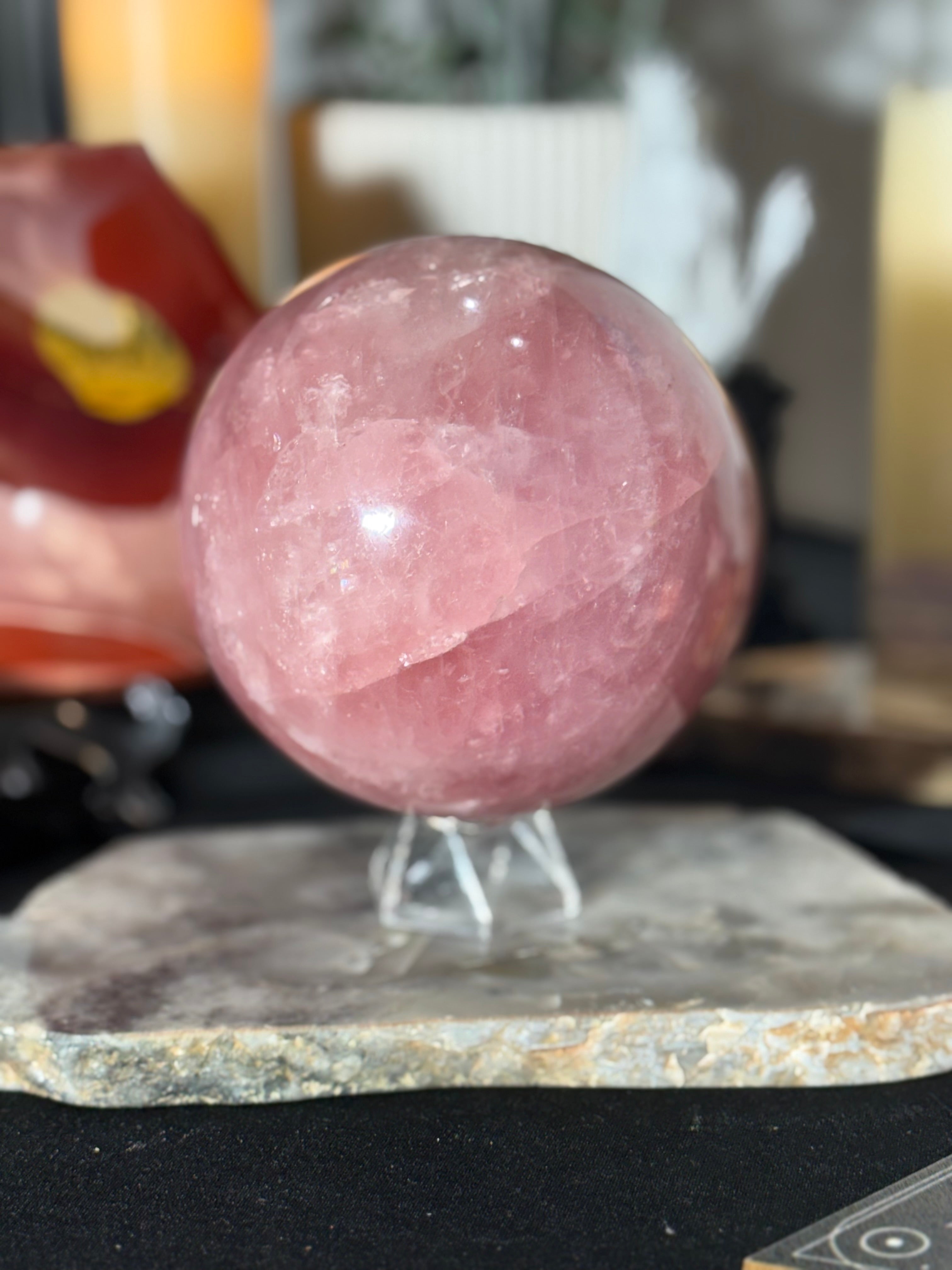 Rose Quartz Sphere Statement - 244A