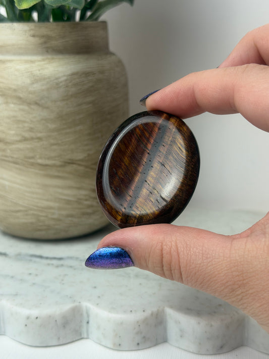 Red tigers eye worry stone intuitive pick