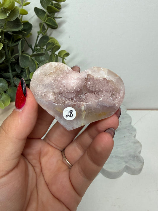 Pink Amethyst Druzy Heart