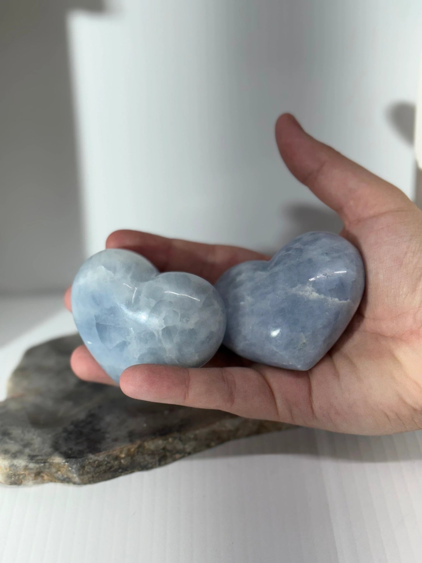 Blue calcite Hearts by Heartstone Sanctuary