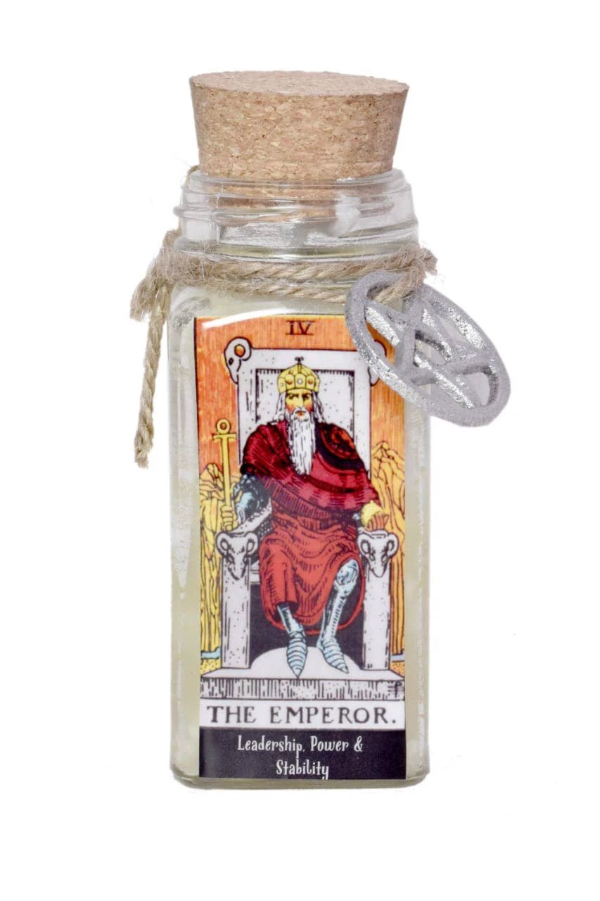 CANDLE - The Emperor Tarot 100gms with herbs and crystals by WONDER IMPORTS AUSTRALIA