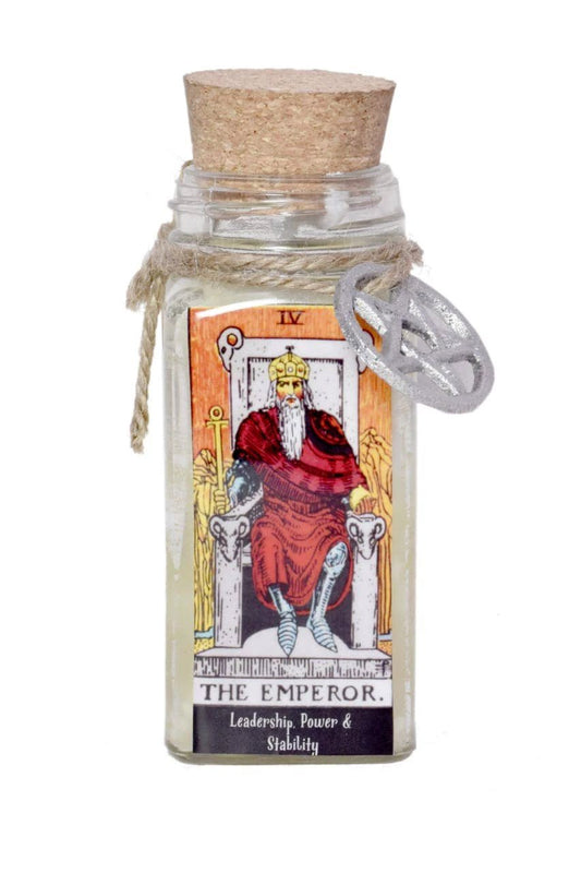 CANDLE - The Emperor Tarot 100gms with herbs and crystals by WONDER IMPORTS AUSTRALIA