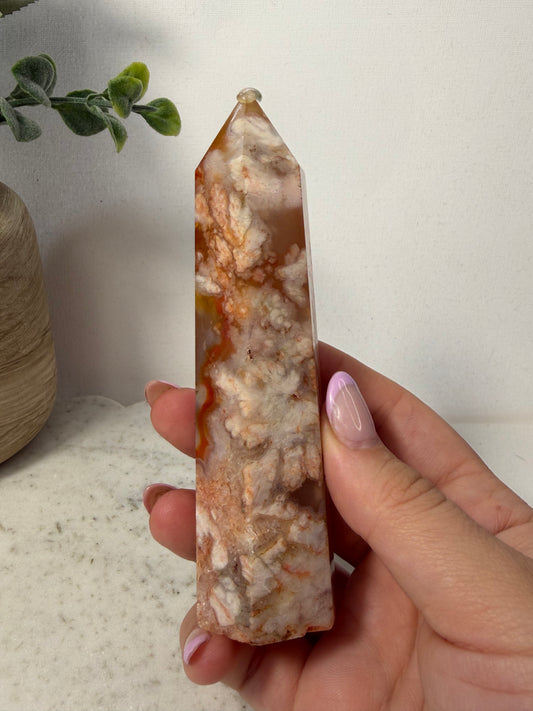 Carnelian Flower Agate Tower