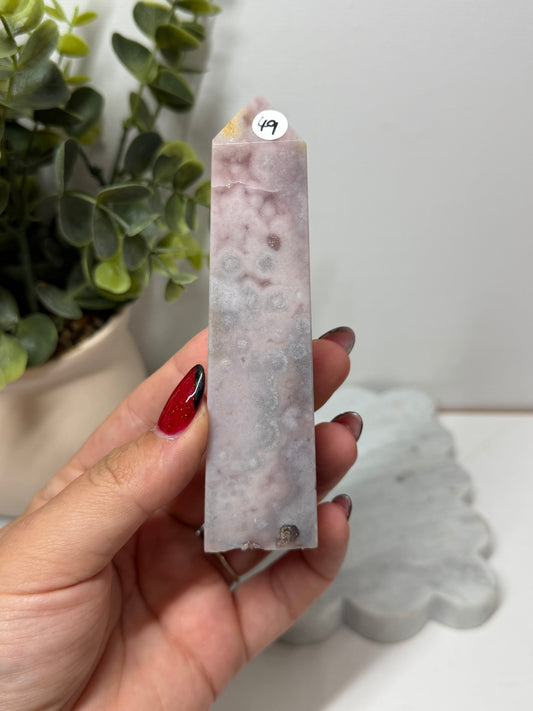 Pink Amethyst Flower Agate Tower