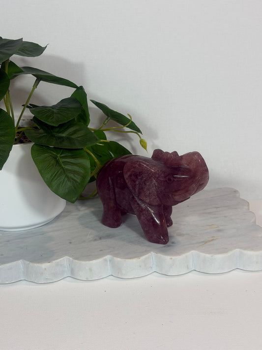 Strawberry Quartz Elephant