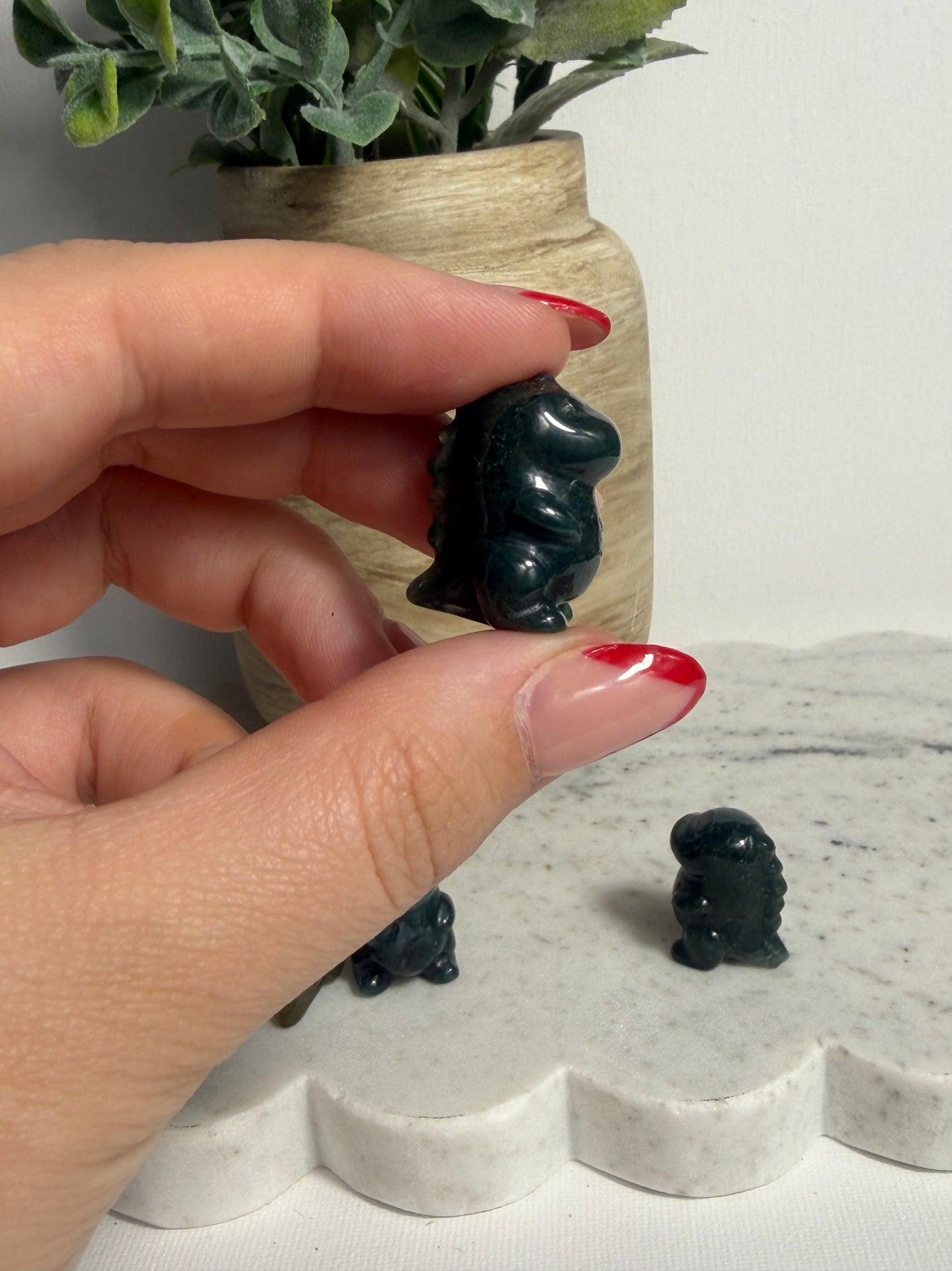 Moss Agate Dino Mini