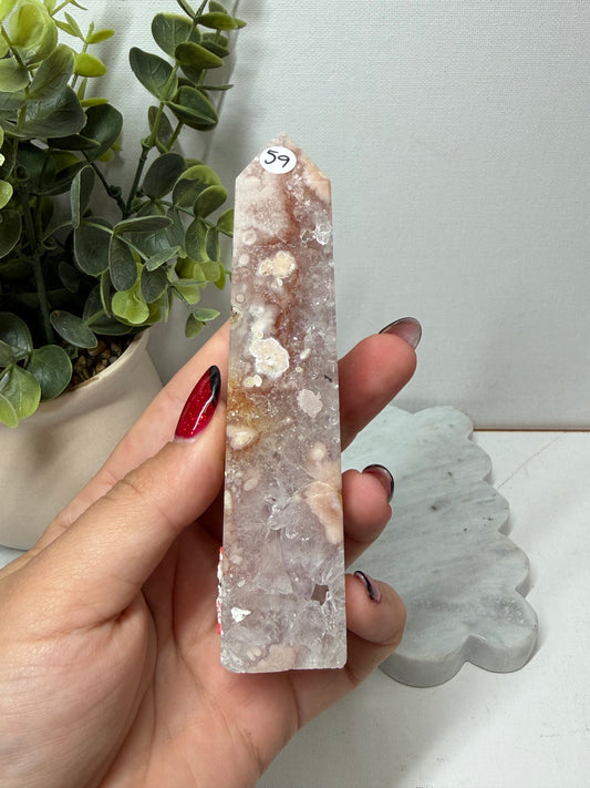 Pink Amethyst Flower Agate Tower