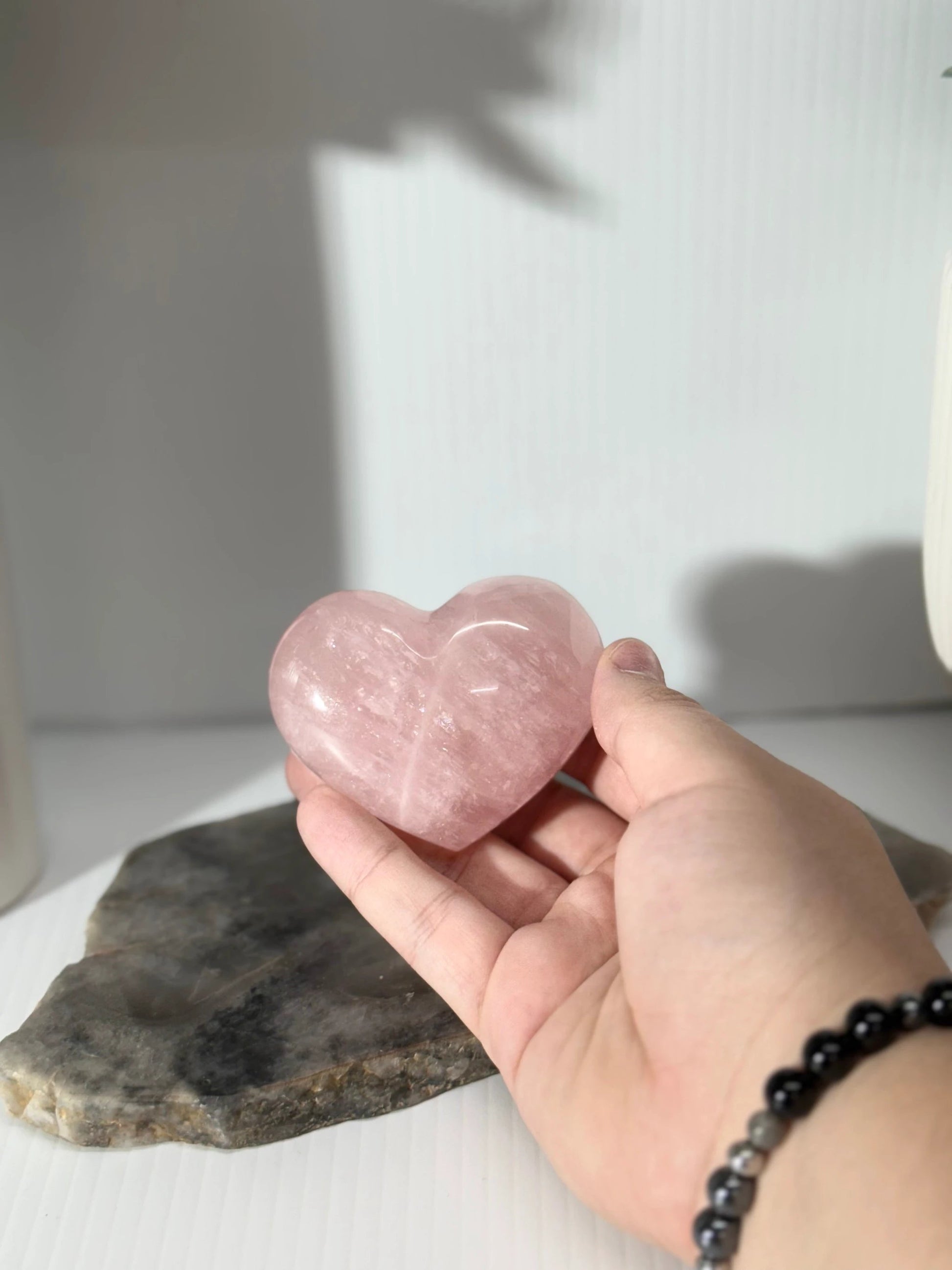 Rose Quartz Heart - 18A by Heartstone Sanctuary
