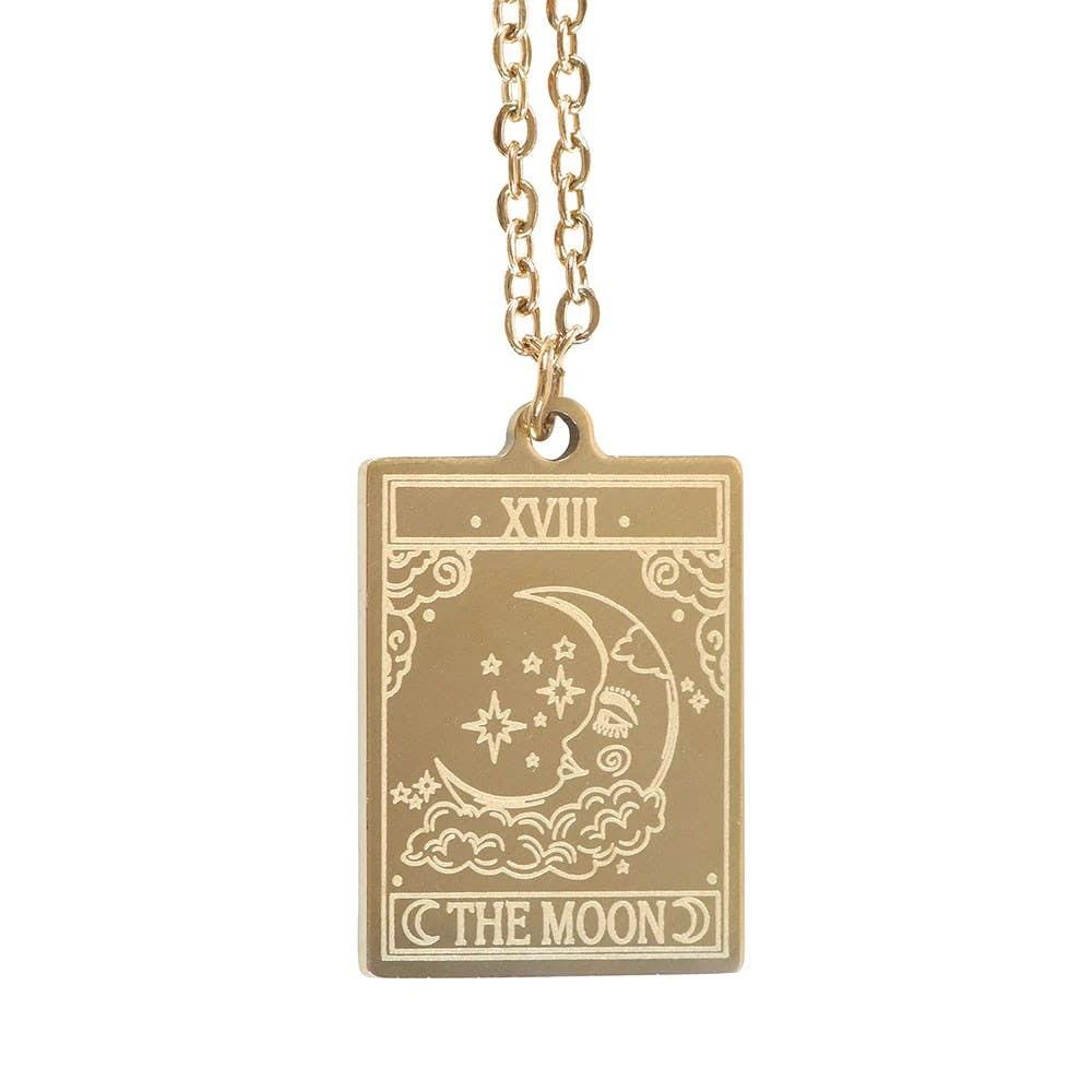 The Moon Vintage Tarot Necklace on Greeting Card by WONDER IMPORTS AUSTRALIA