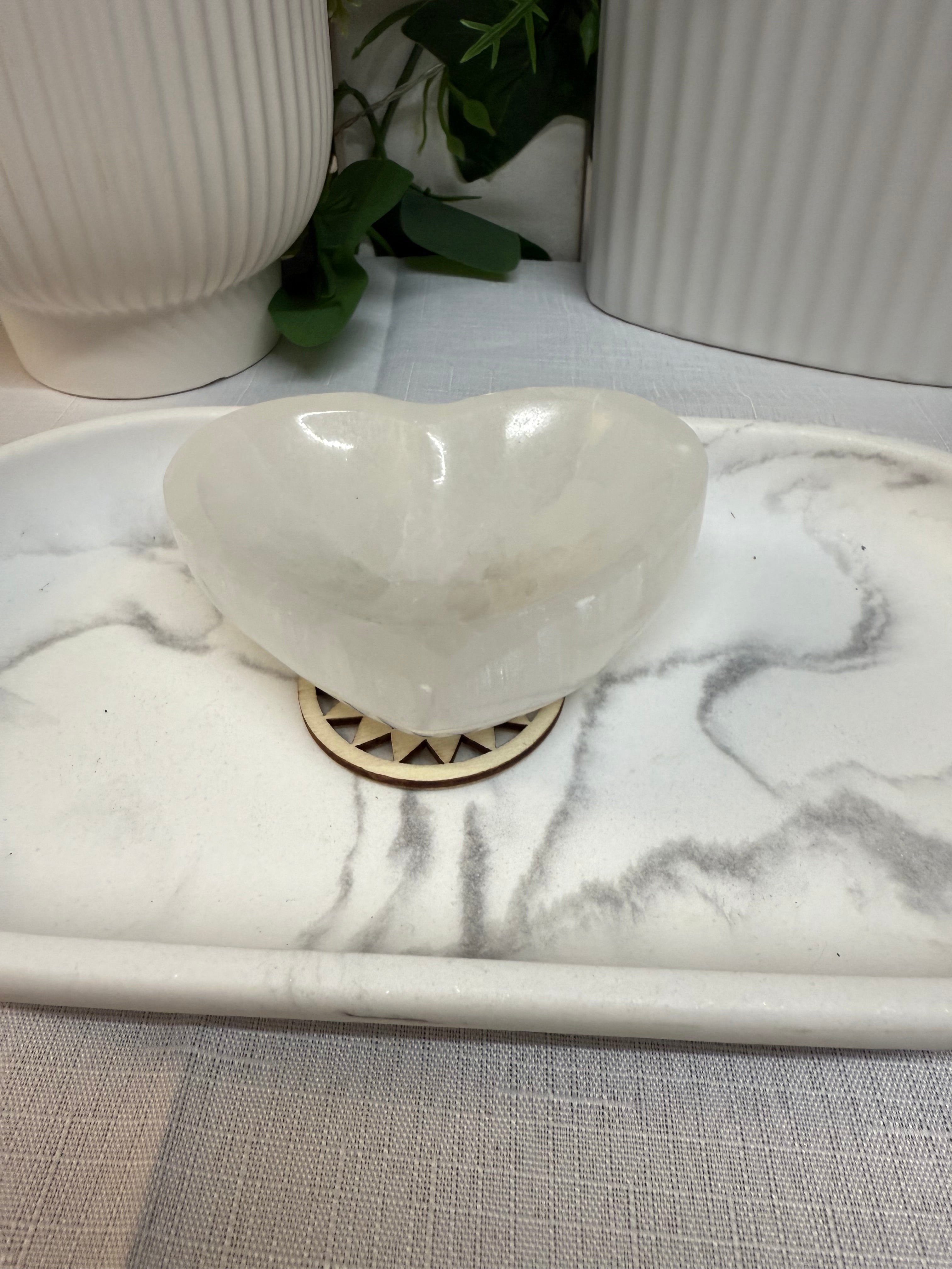 Selenite Heart Bowl Large