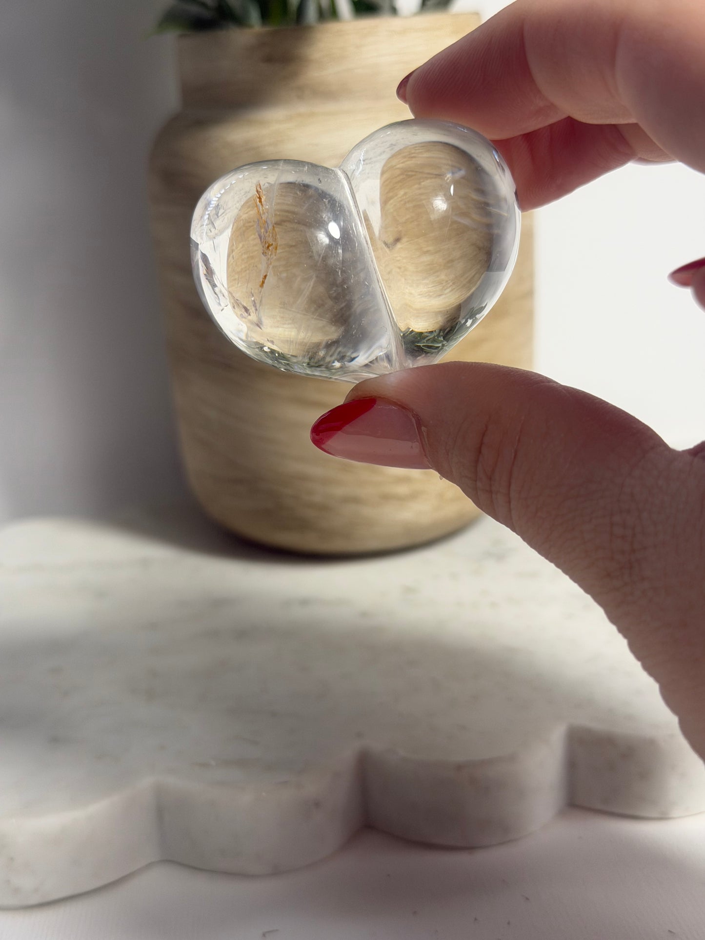 Clear Quartz Puffy Heart