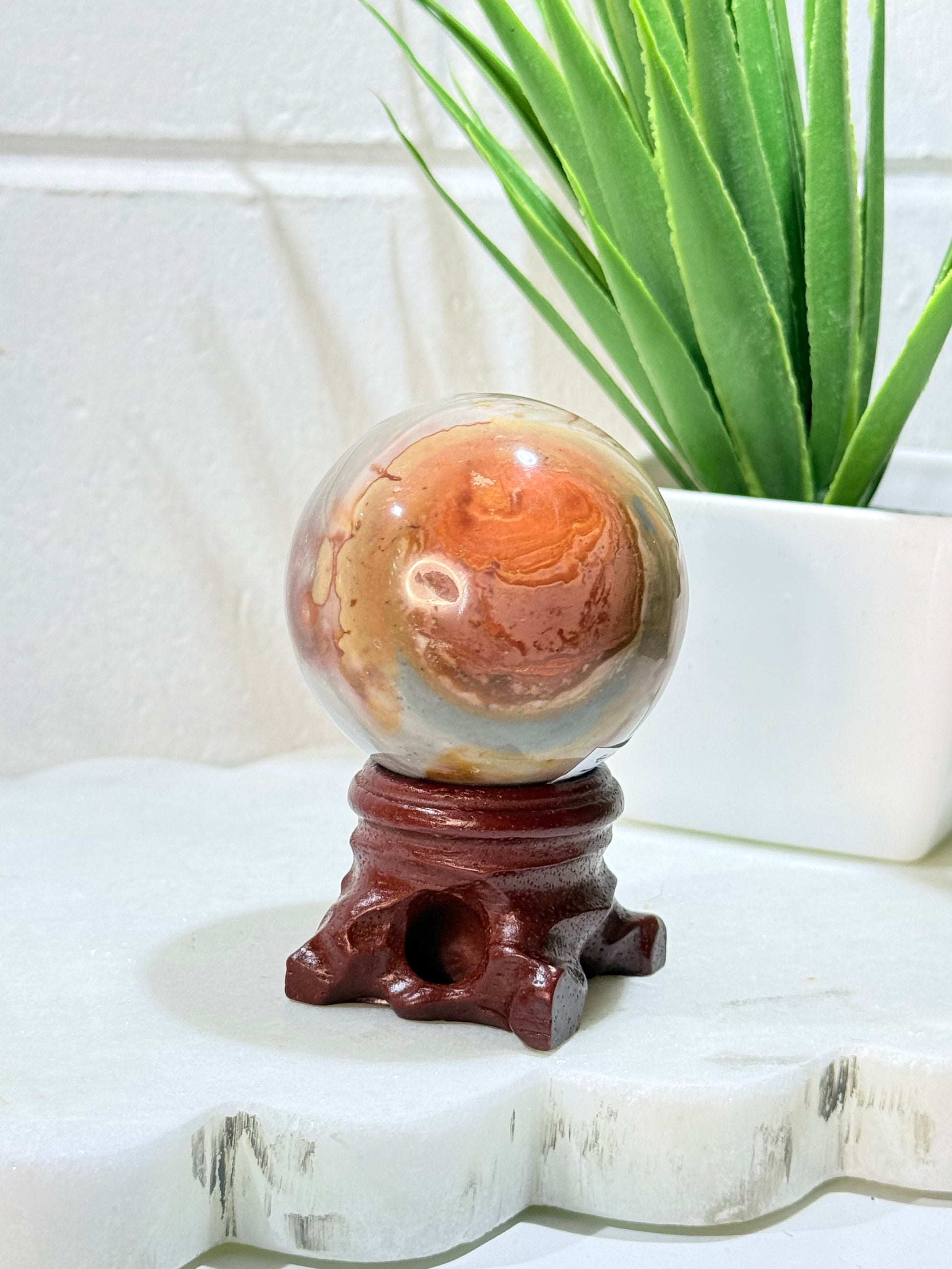 Polychrome Sphere on Wooden Stand - 151g by Heartstone Sanctuary