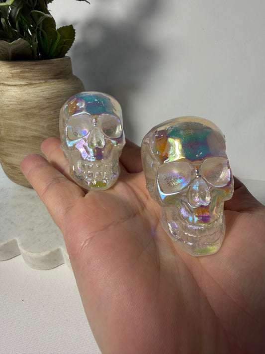 Aura Clear Quartz Skull