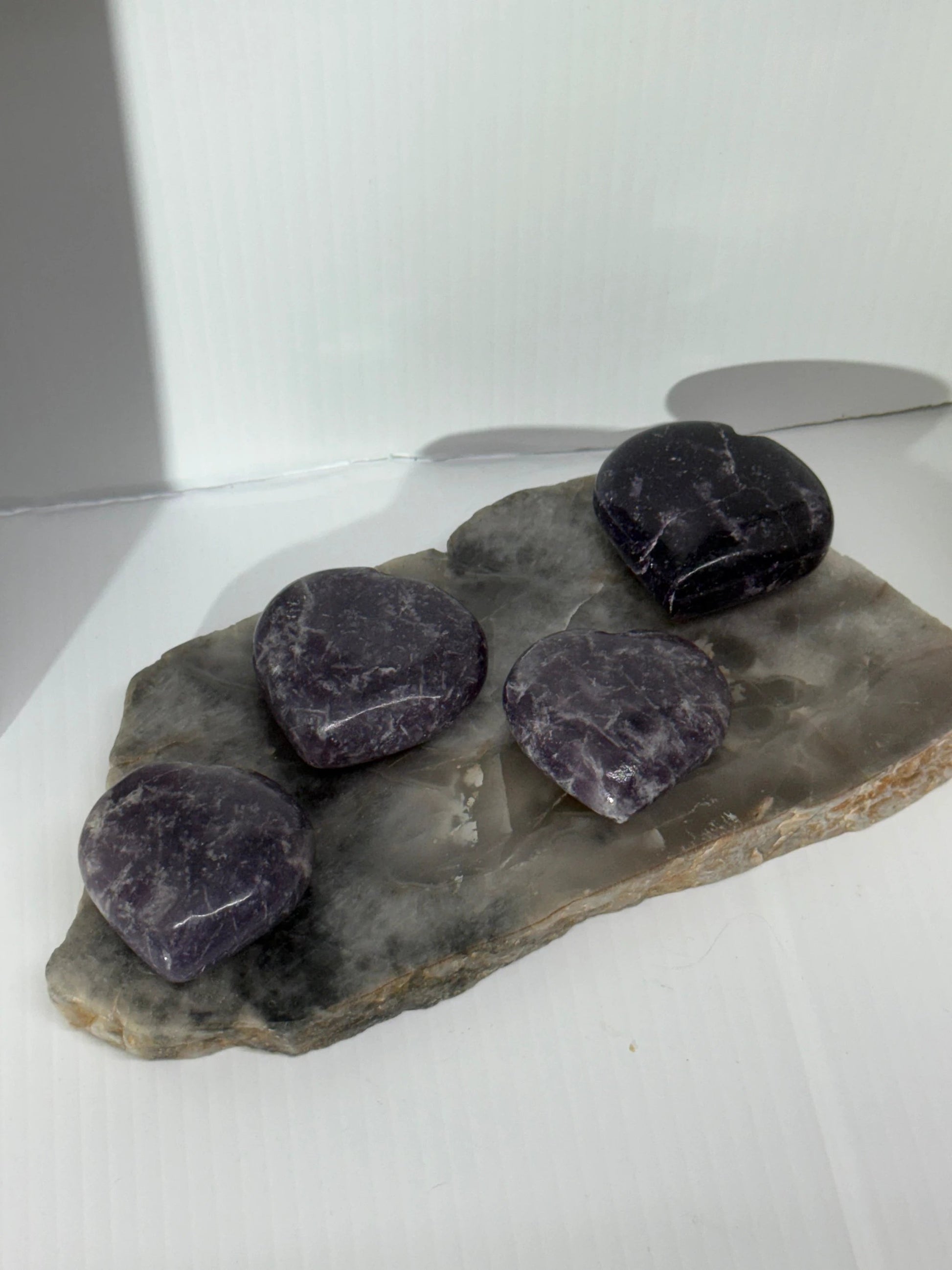 Lepidolite Hearts by Heartstone Sanctuary