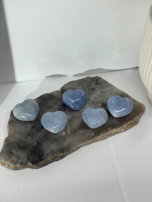 Blue calcite heart by Heartstone Sanctuary