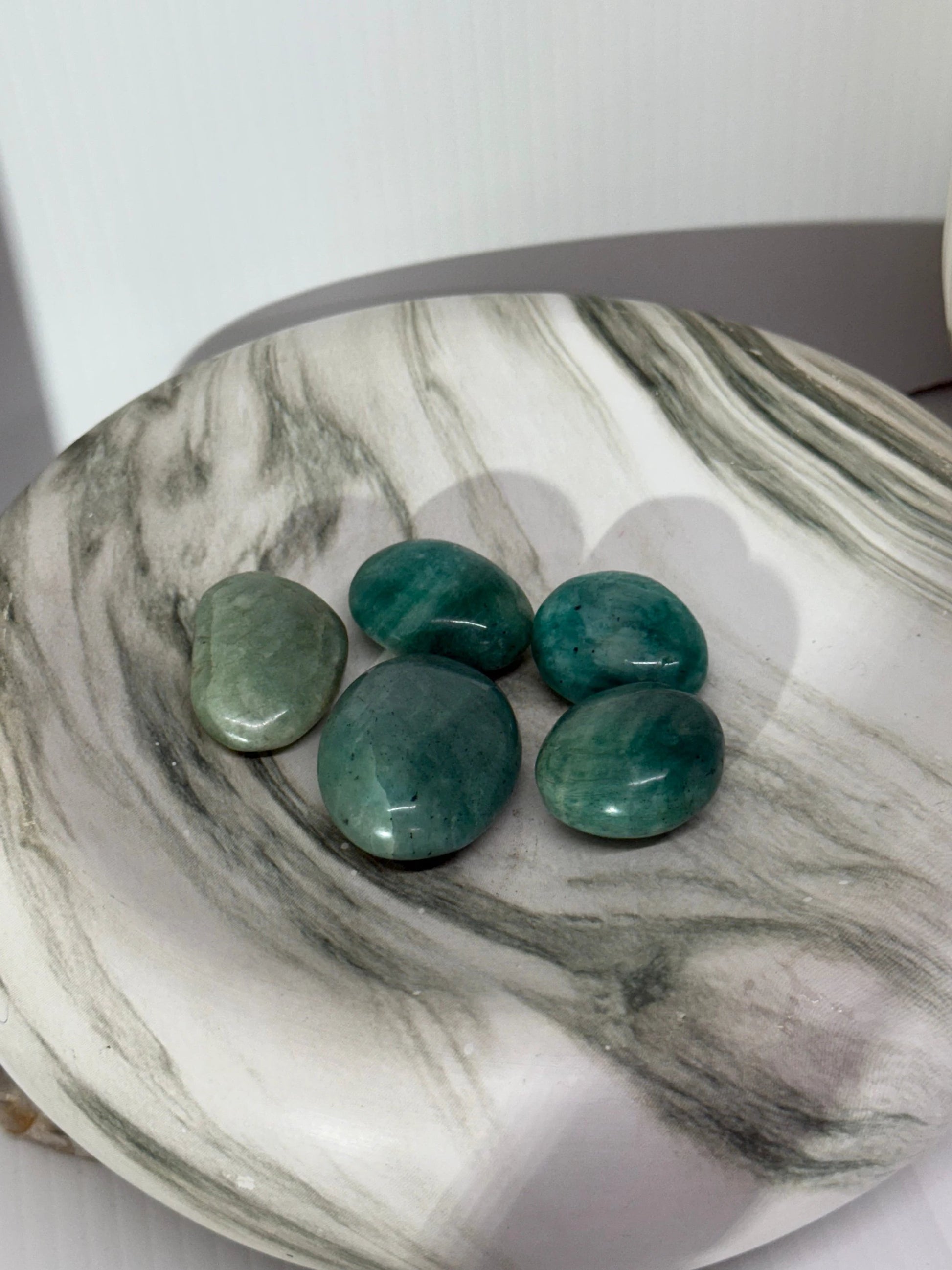 Amazonite Palm Stone, Green Blue Gemstone, Palm Sized Natural Crystal, Polished Finish by Heartstone Sanctuary