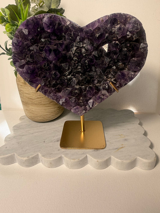 Amethyst Heart on Stand