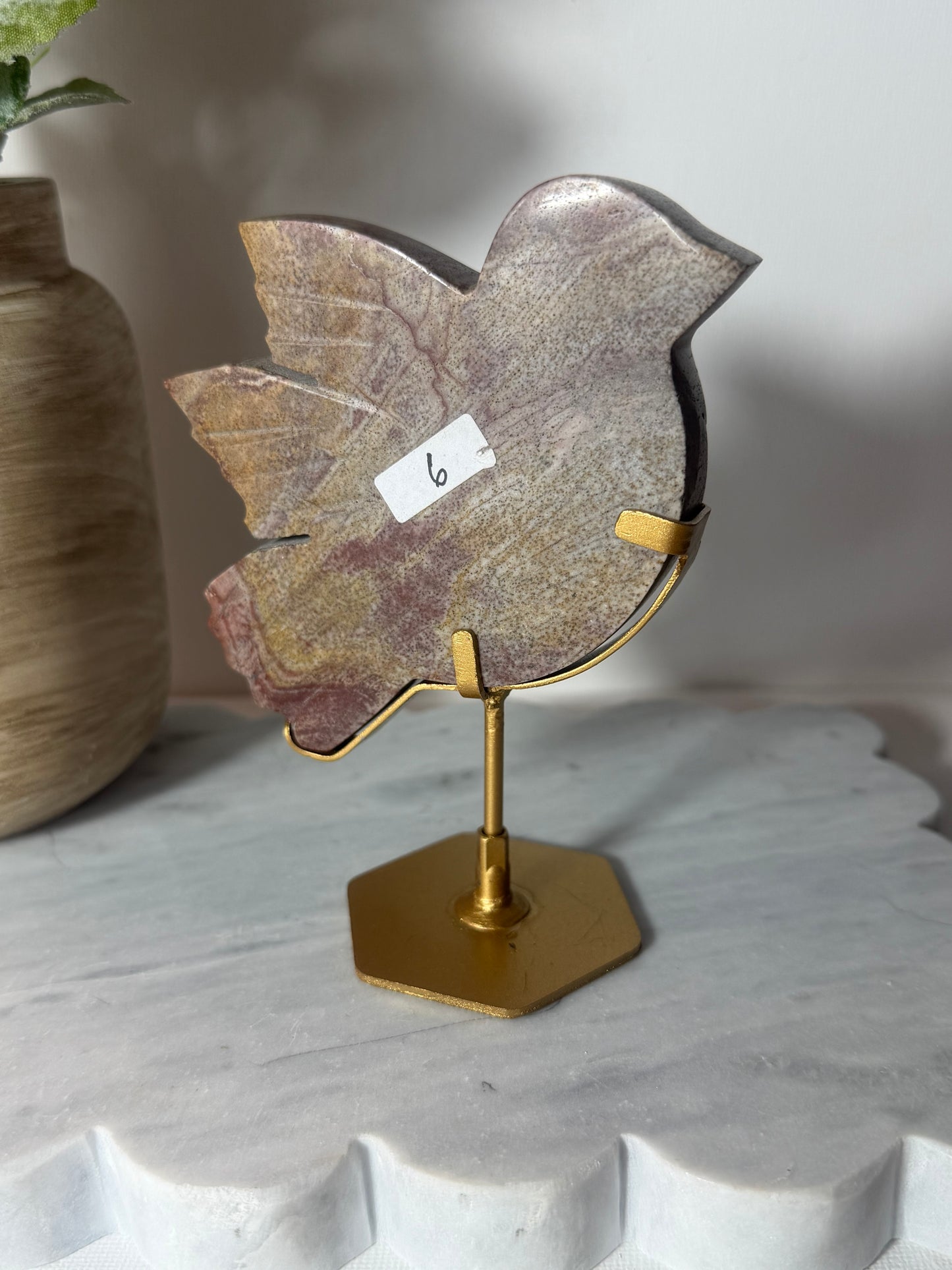 Pink Jasper Bird on Stand