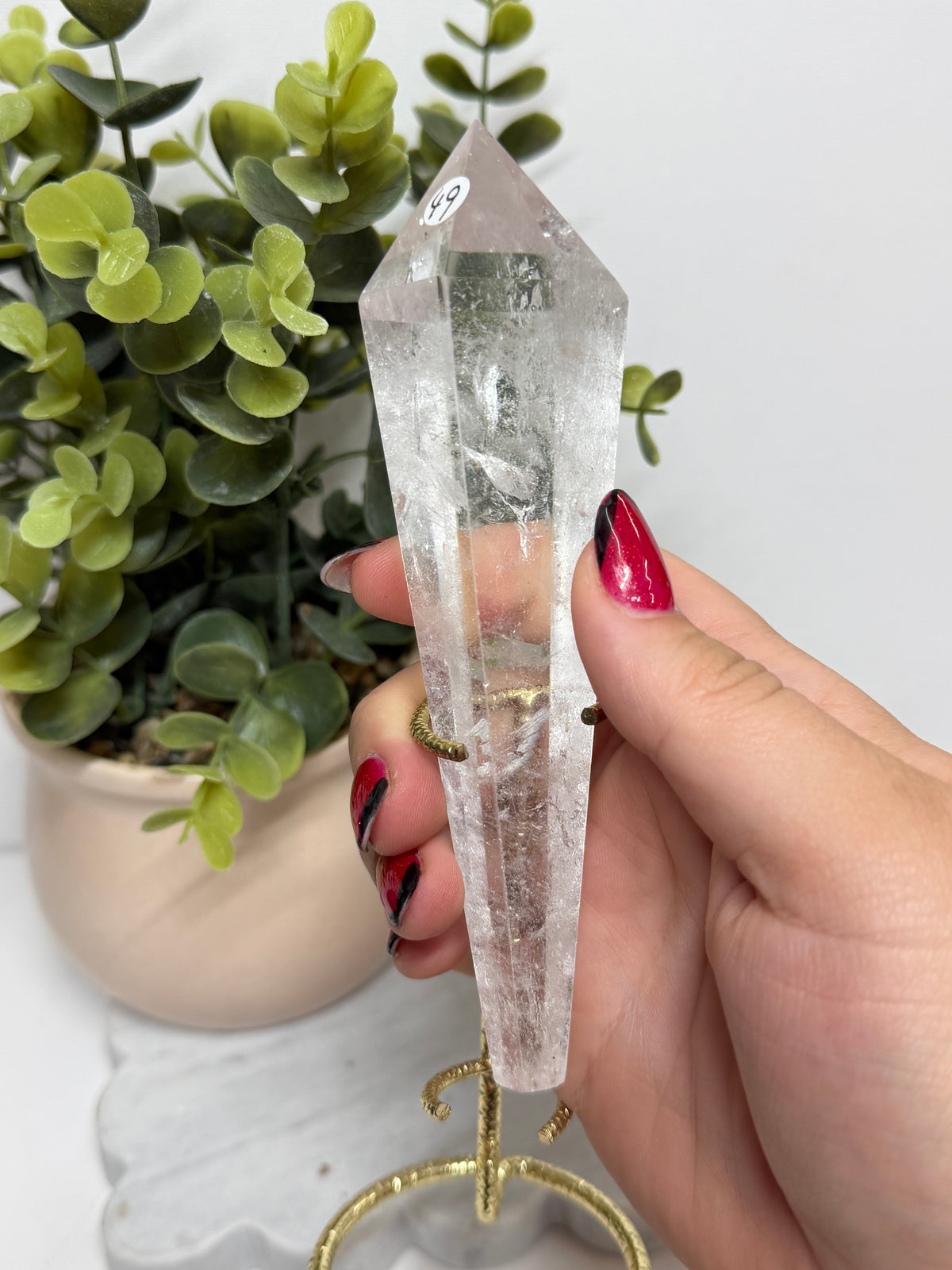 Clear Quartz Wand on Stand