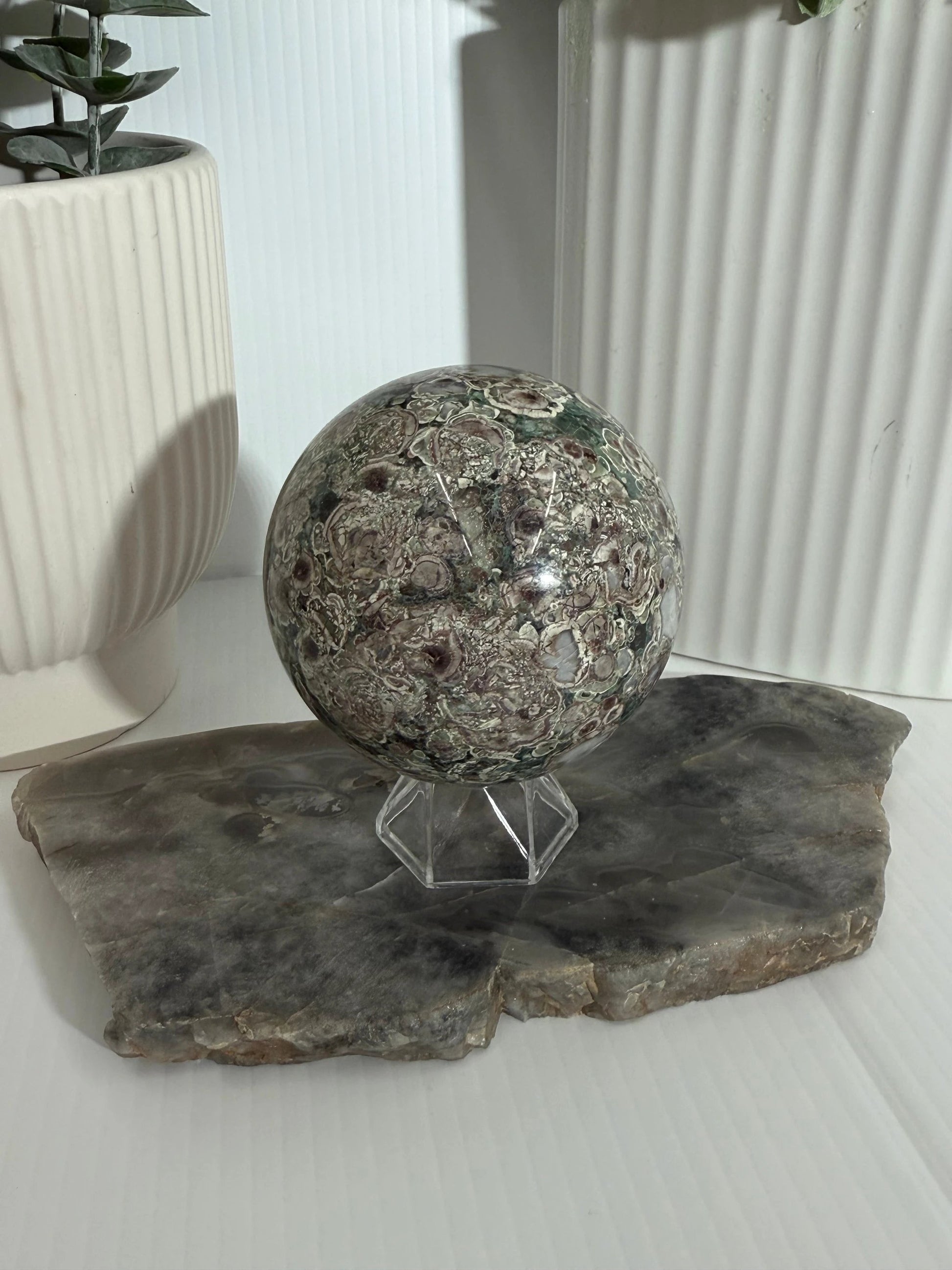 Green Flower Jasper Sphere - 8cm - 800g by Heartstone Sanctuary
