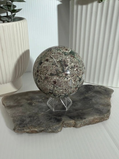 Green Flower Jasper Sphere - 8cm - 800g by Heartstone Sanctuary