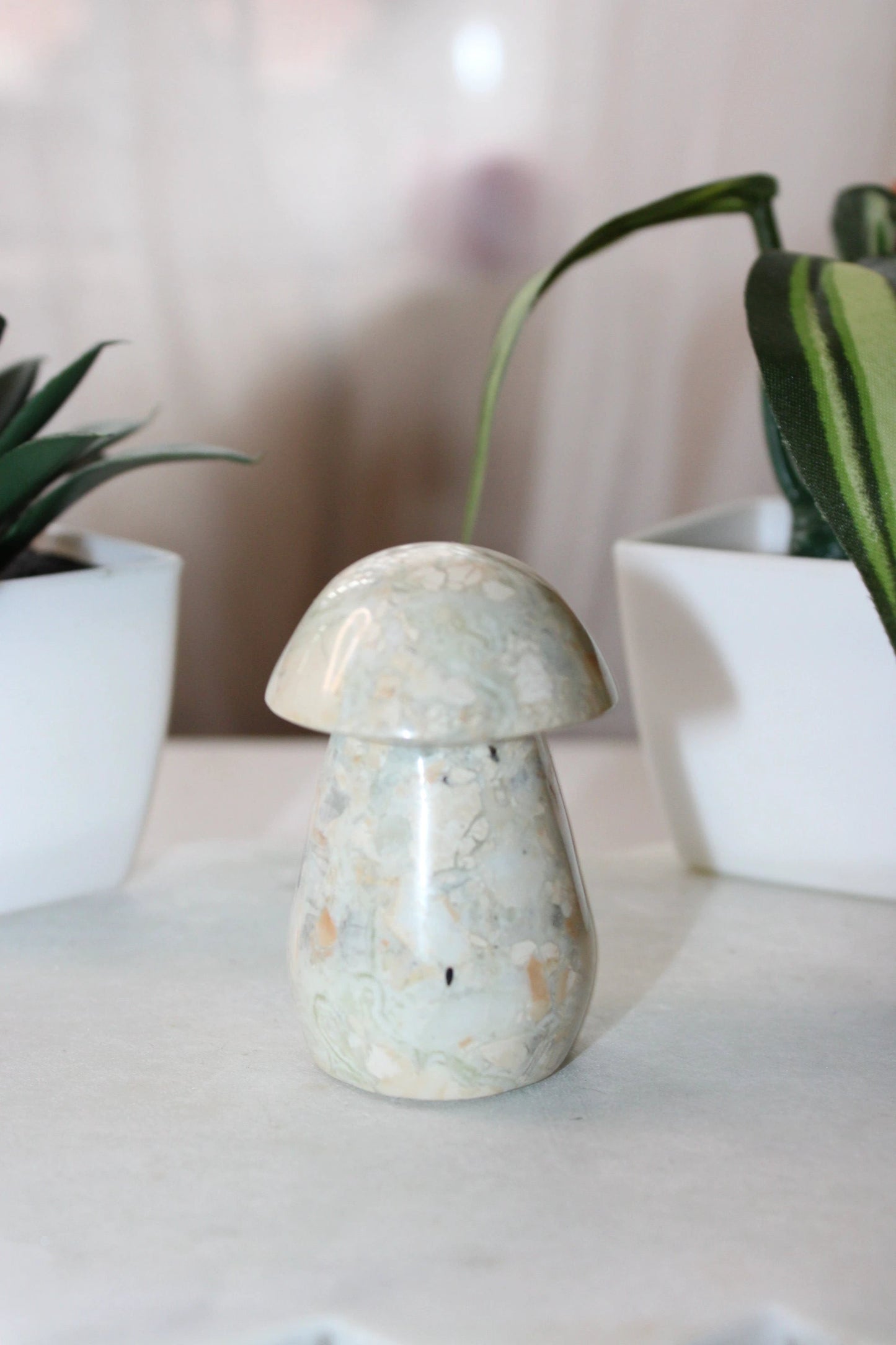 Green Maligano Jasper Mushroom 123g by Heartstone Sanctuary