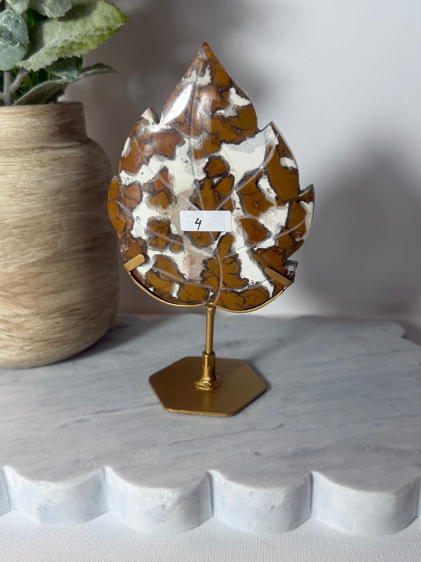 Brecciated Jasper Leaf on Stand