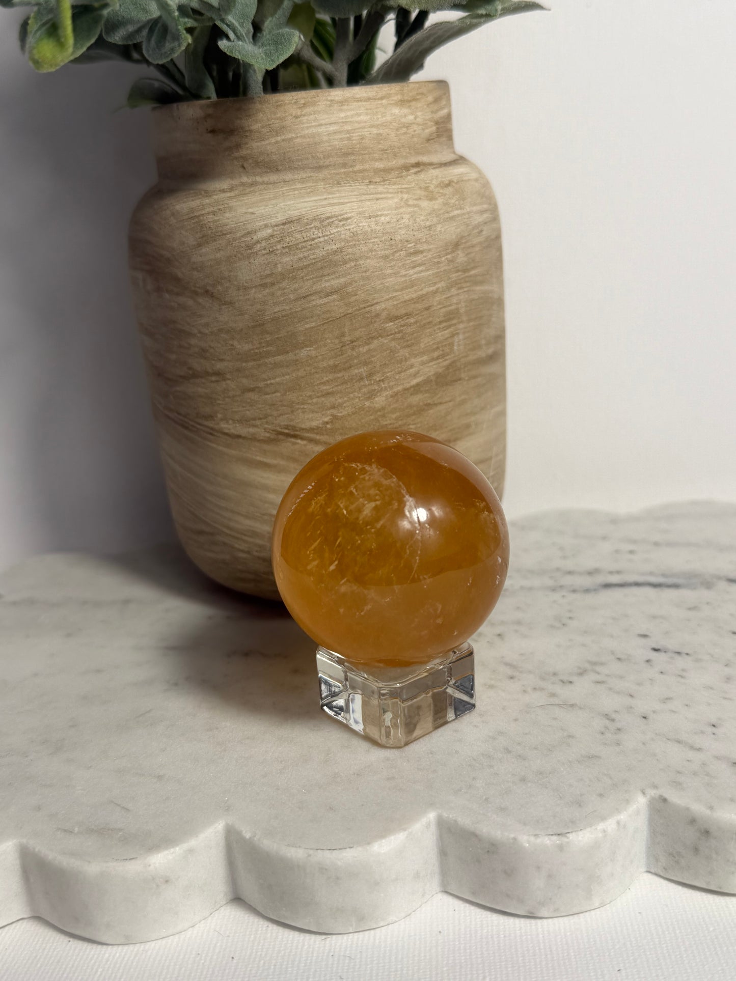 Honey Calcite Sphere