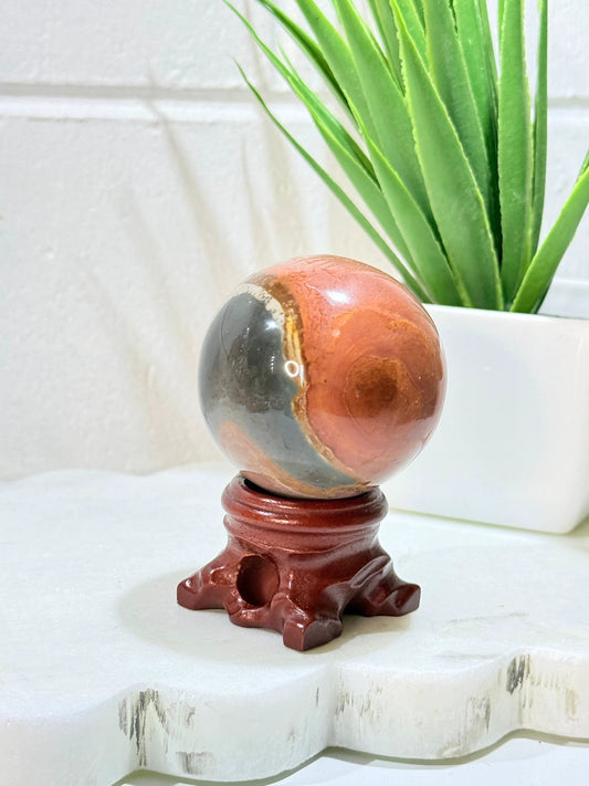 Polychrome Sphere on Wooden Stand - 147g by Heartstone Sanctuary