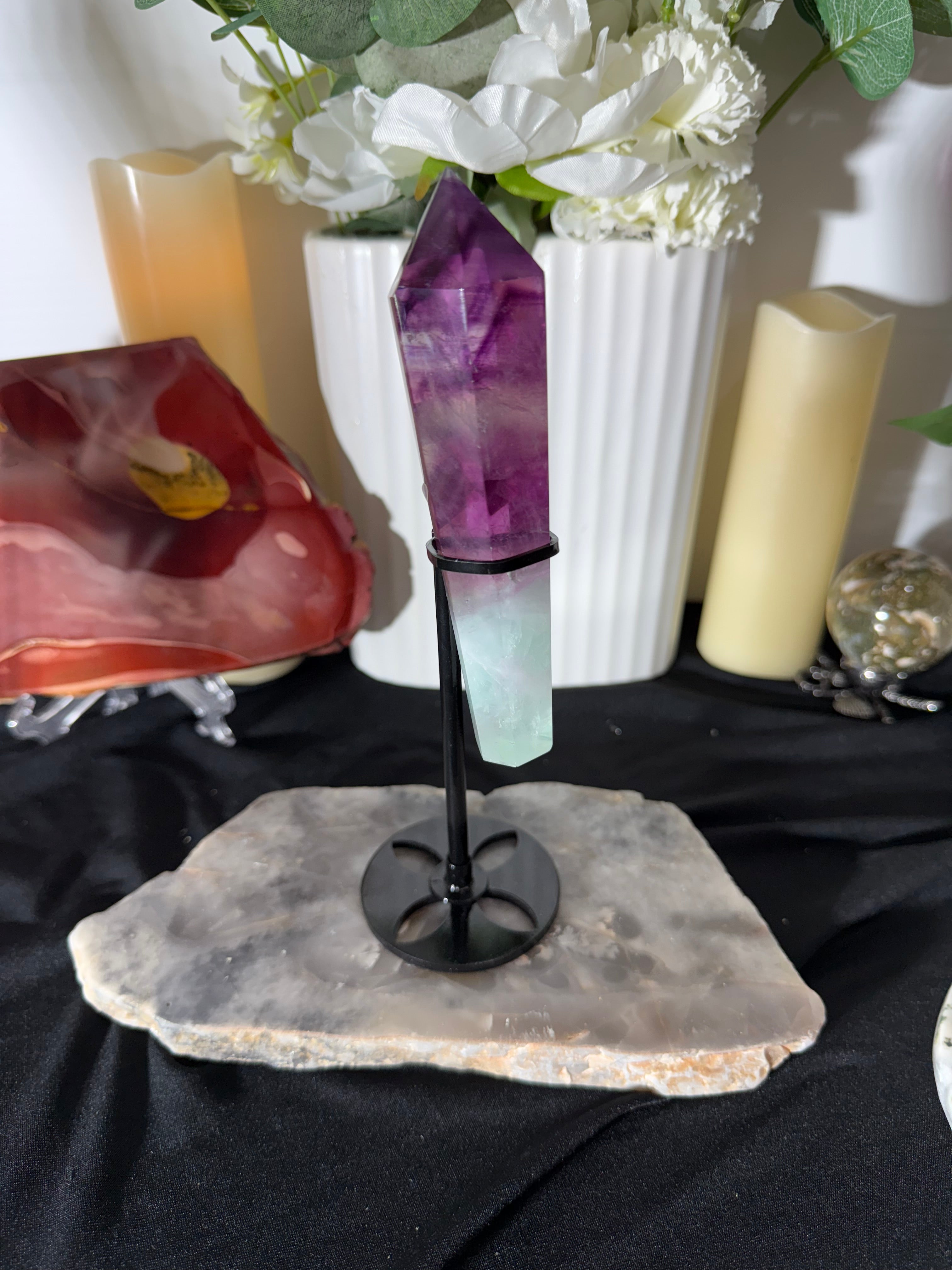 Fluorite wand on stand - 45B