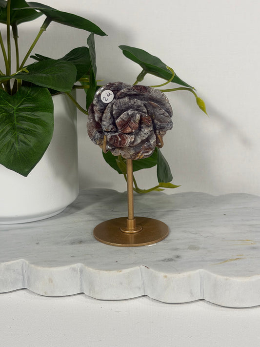 Mexican Lace Agate Flower on Stand