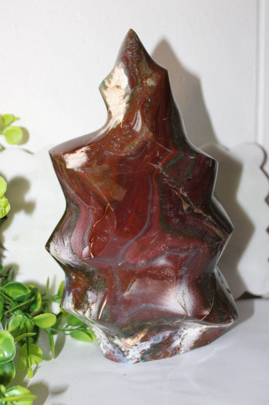 3KG Statement Ocean Jasper Flame on electronic rotating base by Heartstone Sanctuary