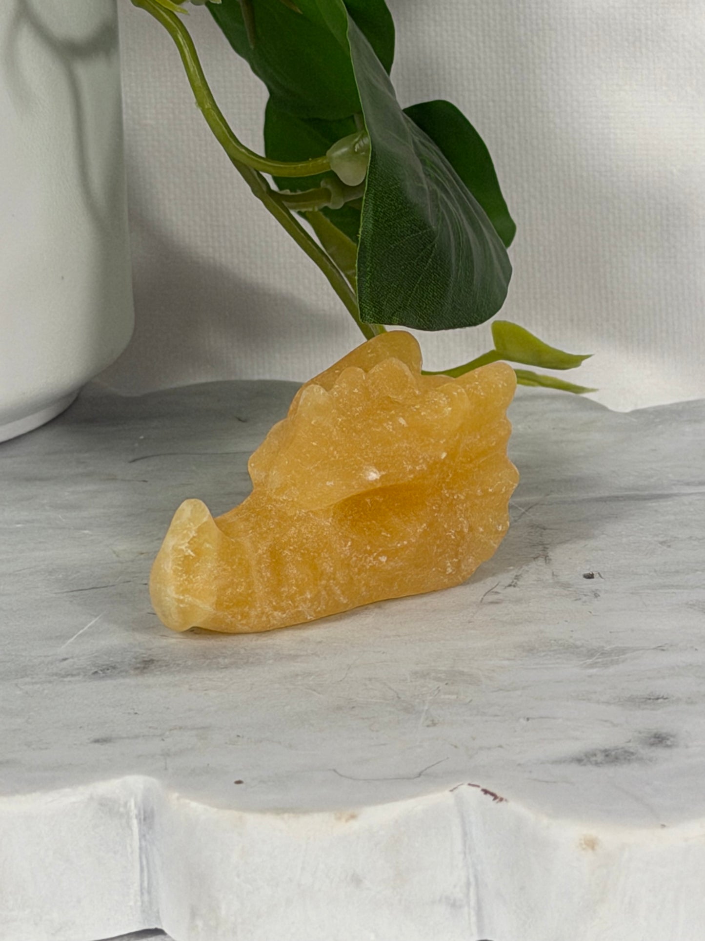 Yellow Calcite Dragon Skull