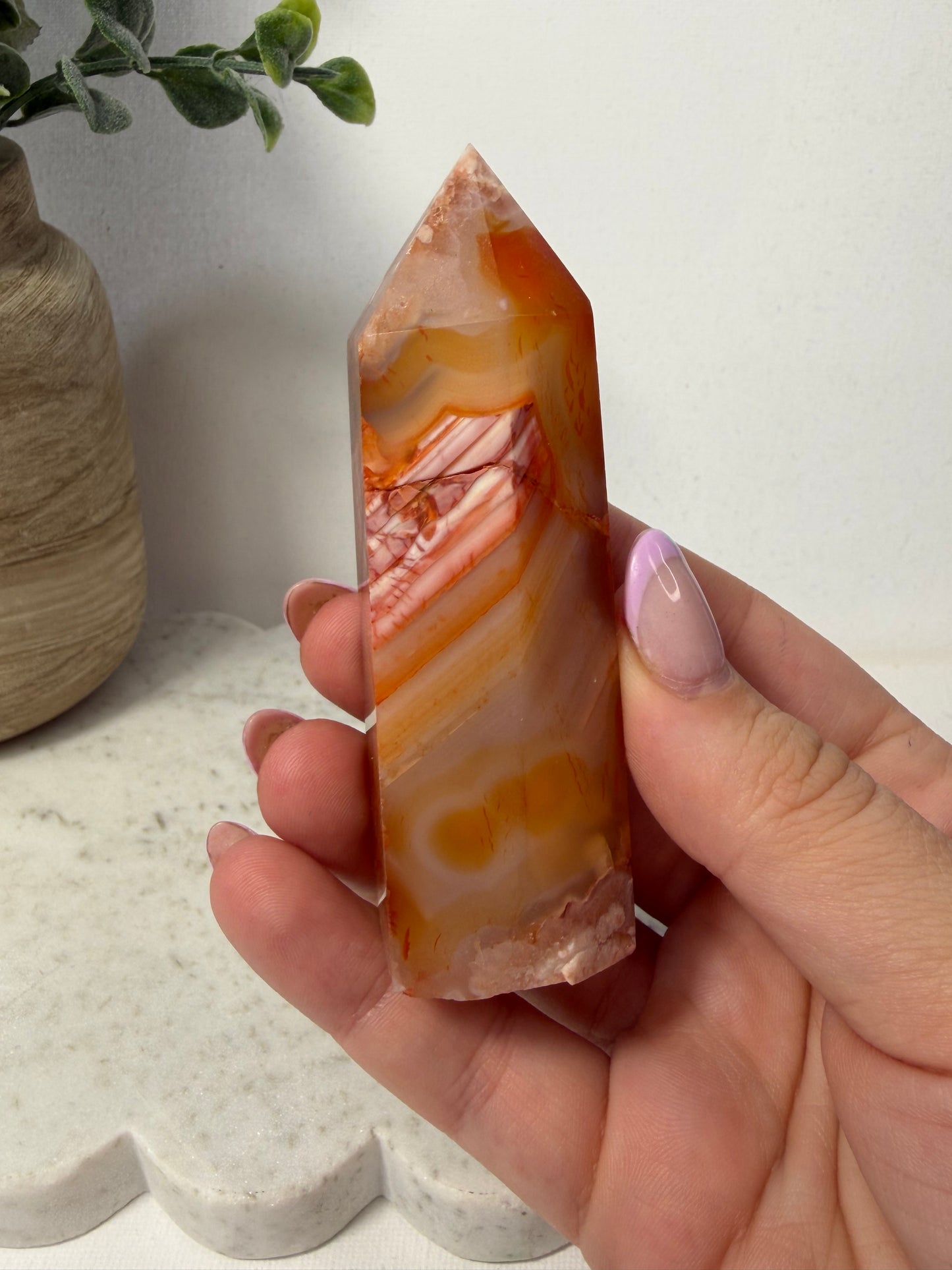 Carnelian Flower Agate Tower