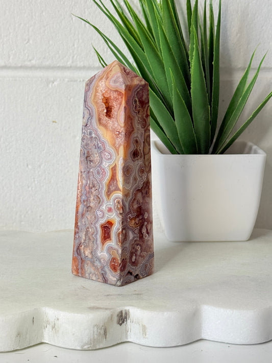 Crazy Lace Agate Tower - 11cm - 172g by Heartstone Sanctuary