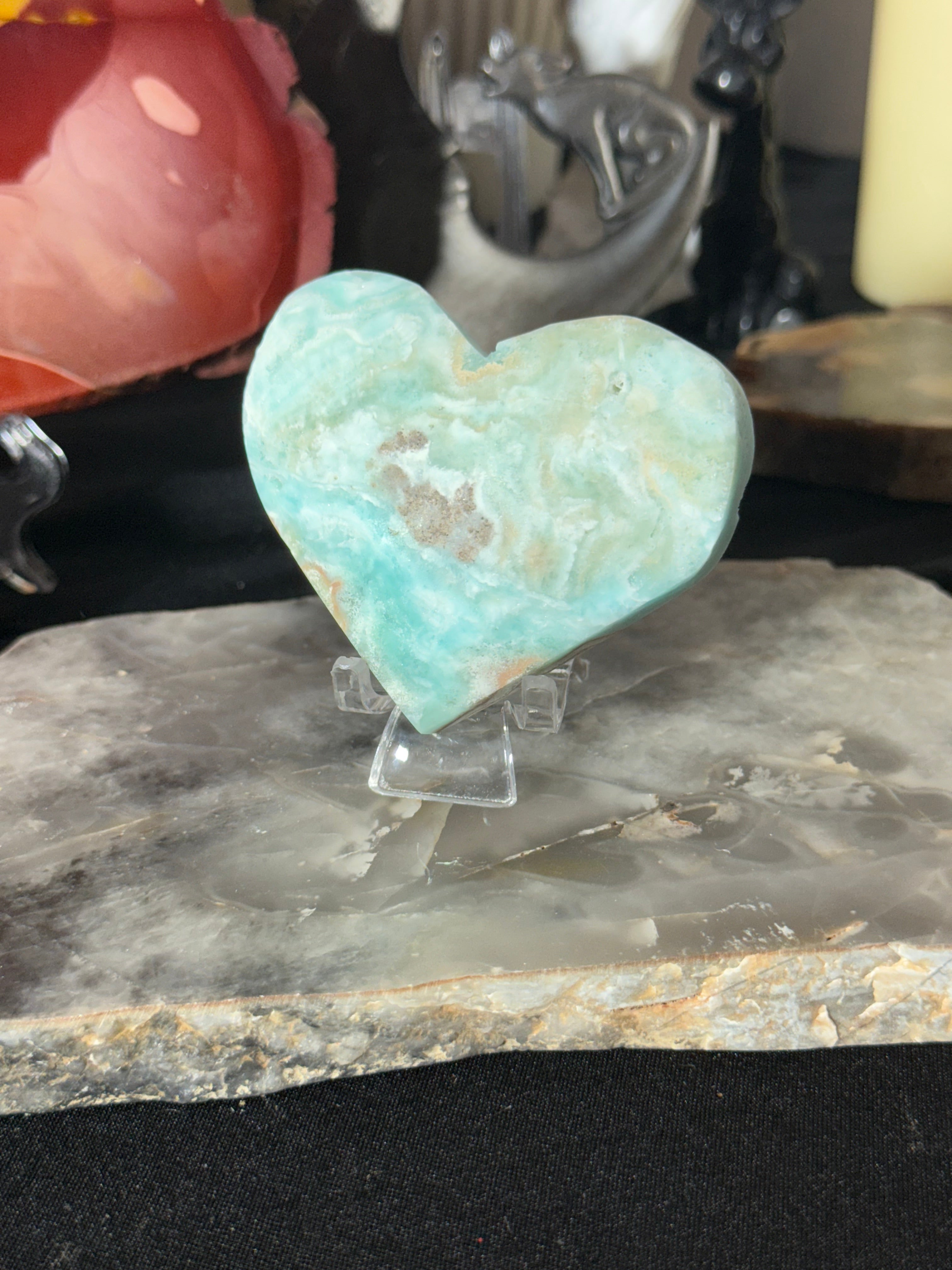 Blue Aragonite Heart - 29A