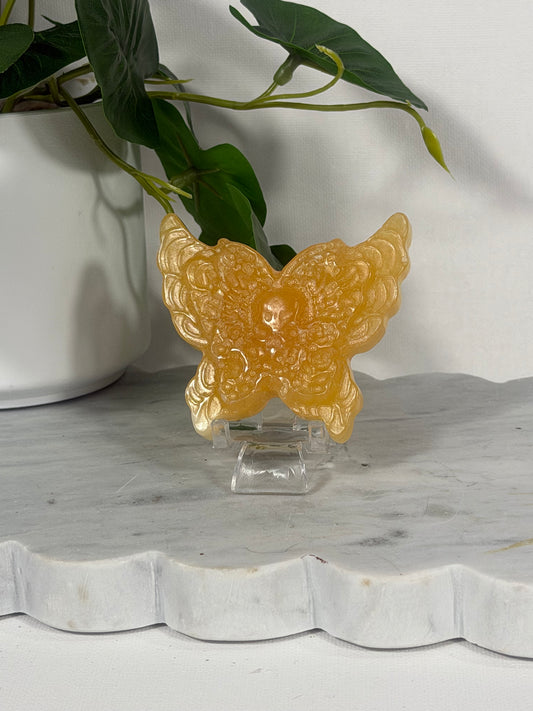 Yellow Calcite Skull Butterfly