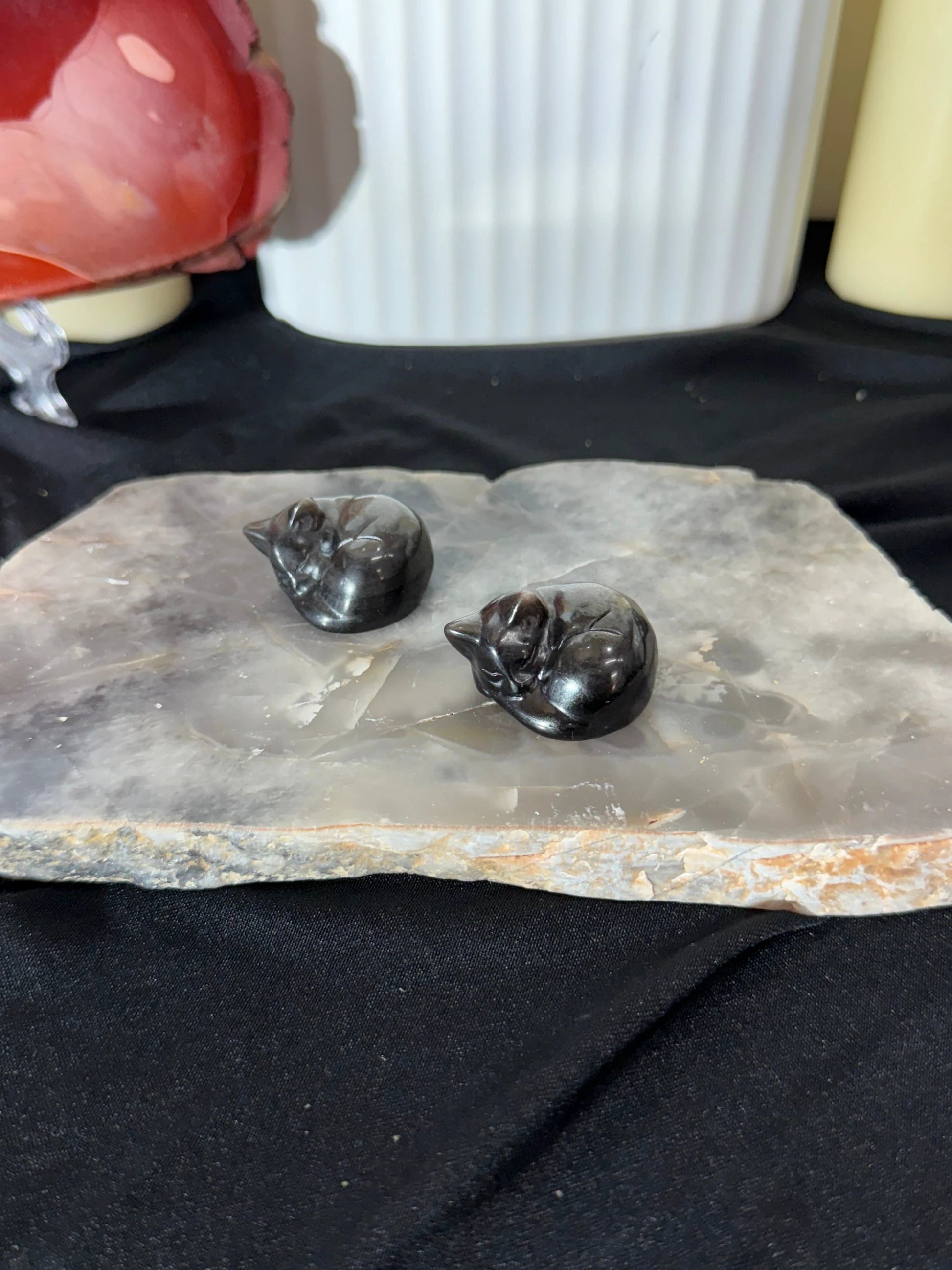 Silver Sheen Obsidian Cat by Heartstone Sanctuary