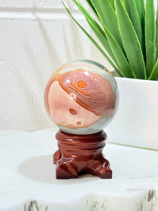 Polychrome Sphere on Wooden Stand - 147g by Heartstone Sanctuary